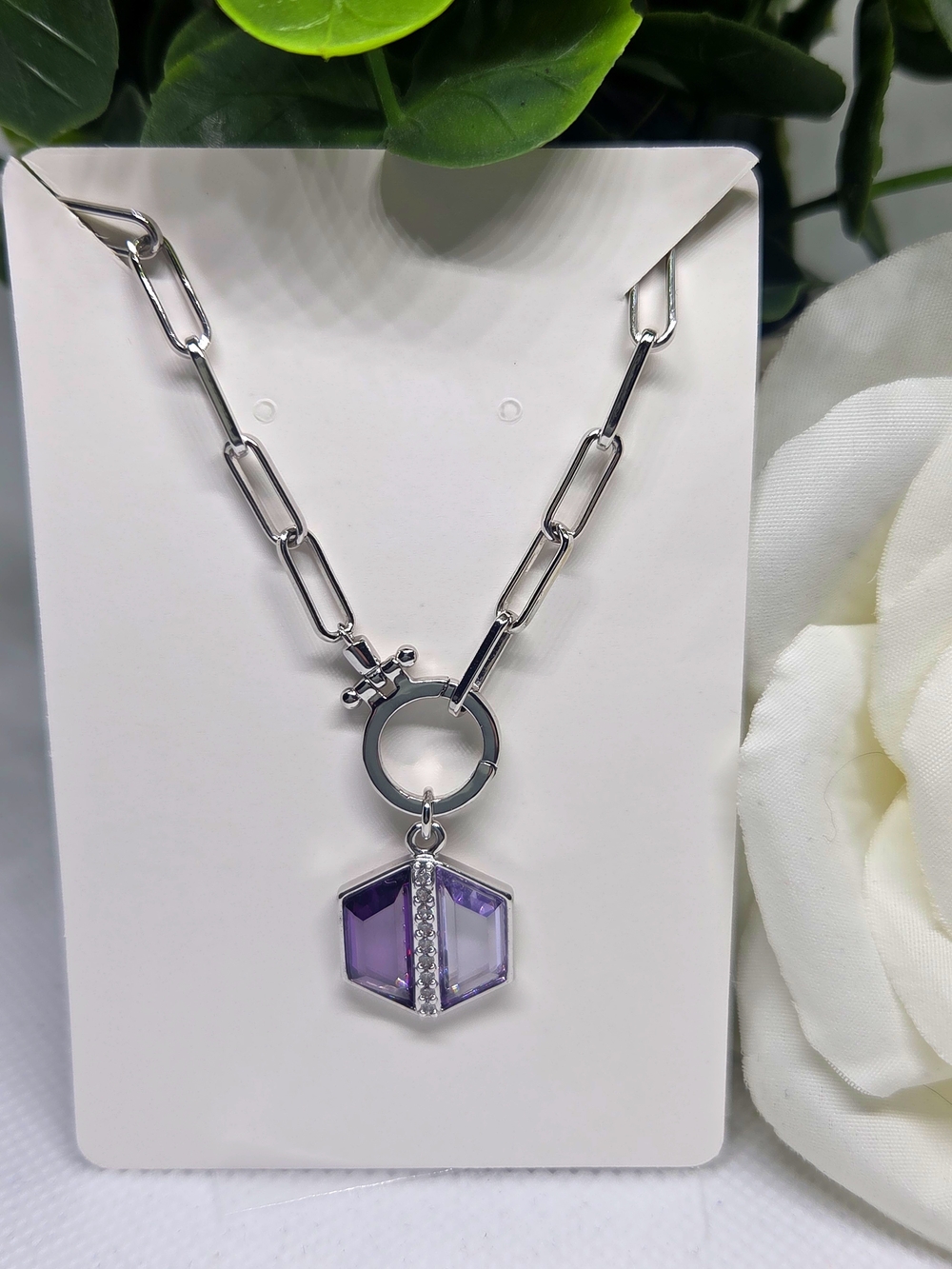 BP Amethyst And Lavender Topaz Pendant On Rhodium Plating